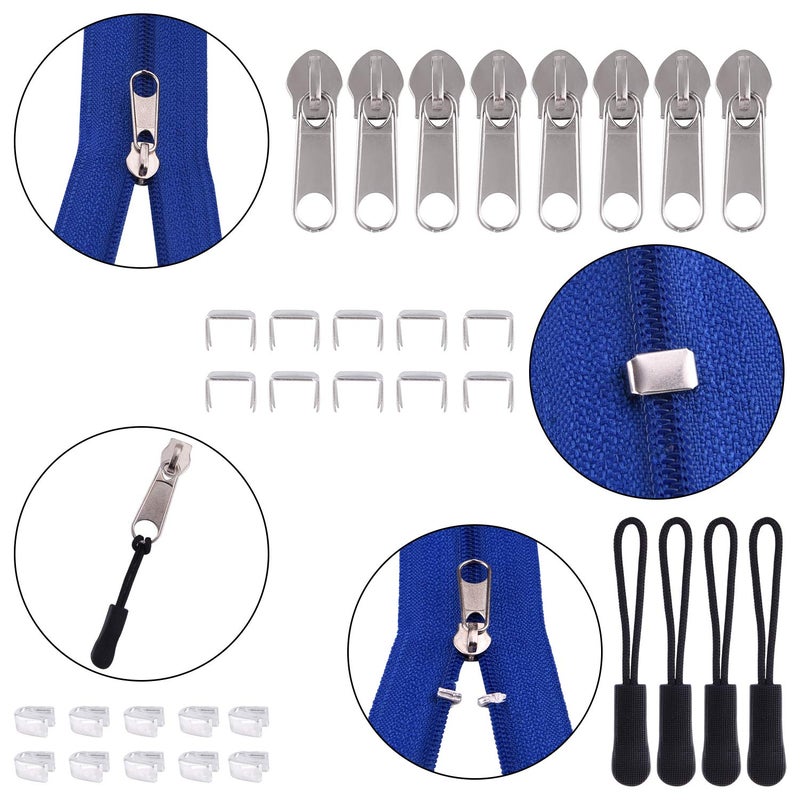 Tuparka 211 Pcs Zipper Repair Kit with Zipper Install Plier for DIY Bags, Luggage, Backpacks, Silver and Black - Image 3